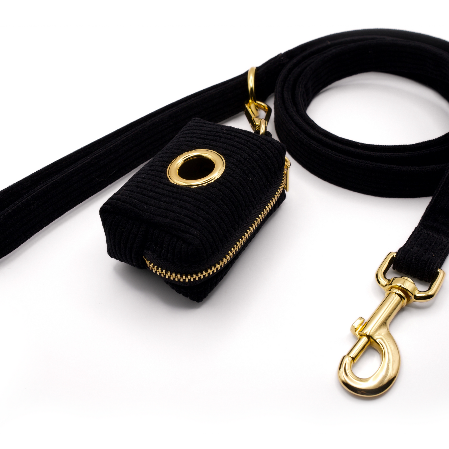 Collar and Leash Set - The Chic Corduroy Collection - Noir Black